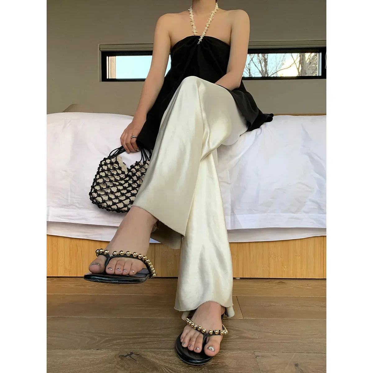 Alura Satin Wide-Leg Pants