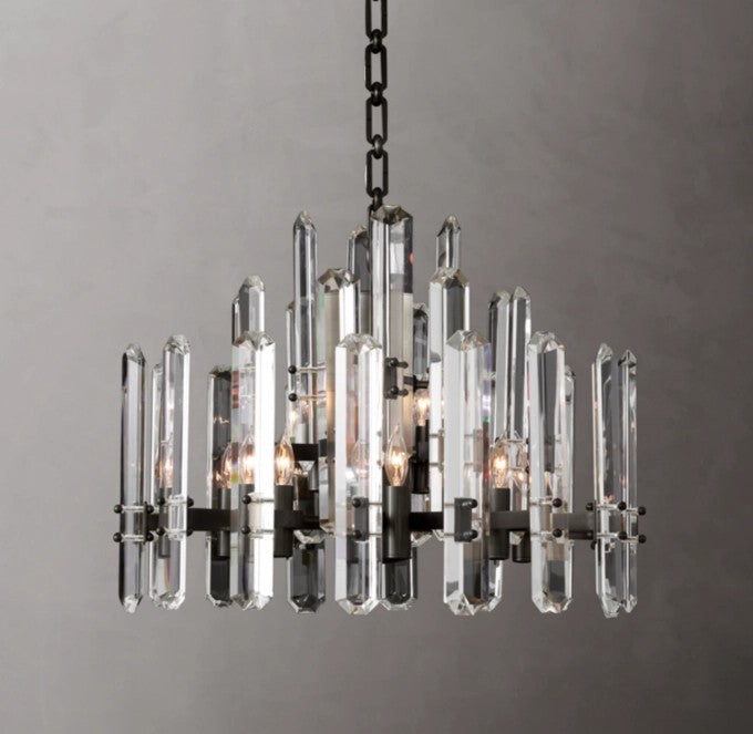 Bonnington Brass and K9 Crystal Round Chandelier