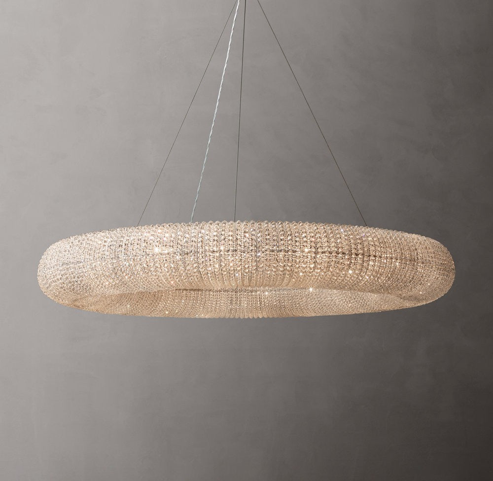 Crystal Halo Clear Glass LED Round Chandelier