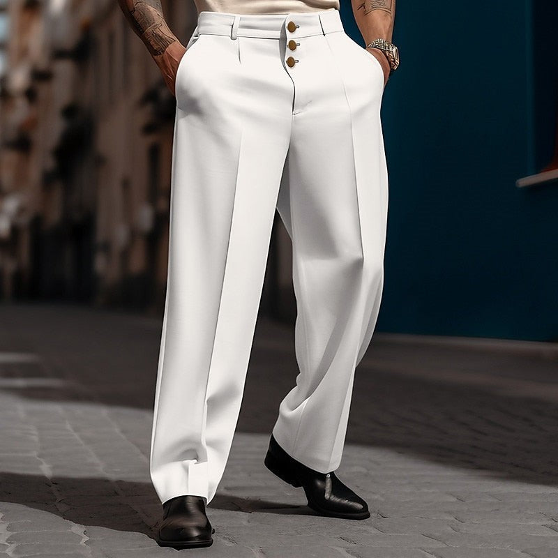 Men’s Straight-Leg Wide-Fit Trousers – Everyday Comfort, Timeless Cut