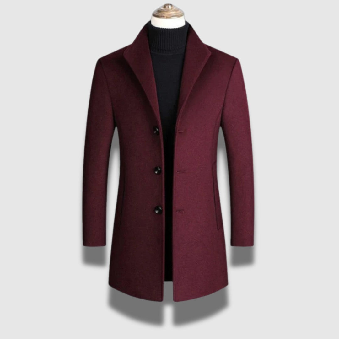 Men’s Tailored Hip-Length Coat – Notched Collar & Timeless Warmth