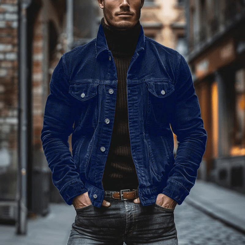 Men’s Velvet Button Jacket – Vintage Texture & Tailored Elegance