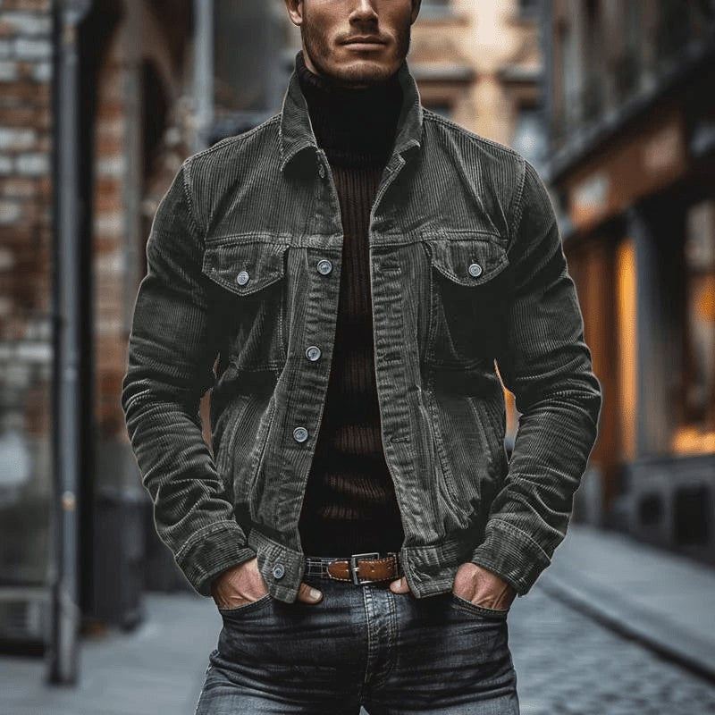 Men’s Velvet Button Jacket – Vintage Texture & Tailored Elegance