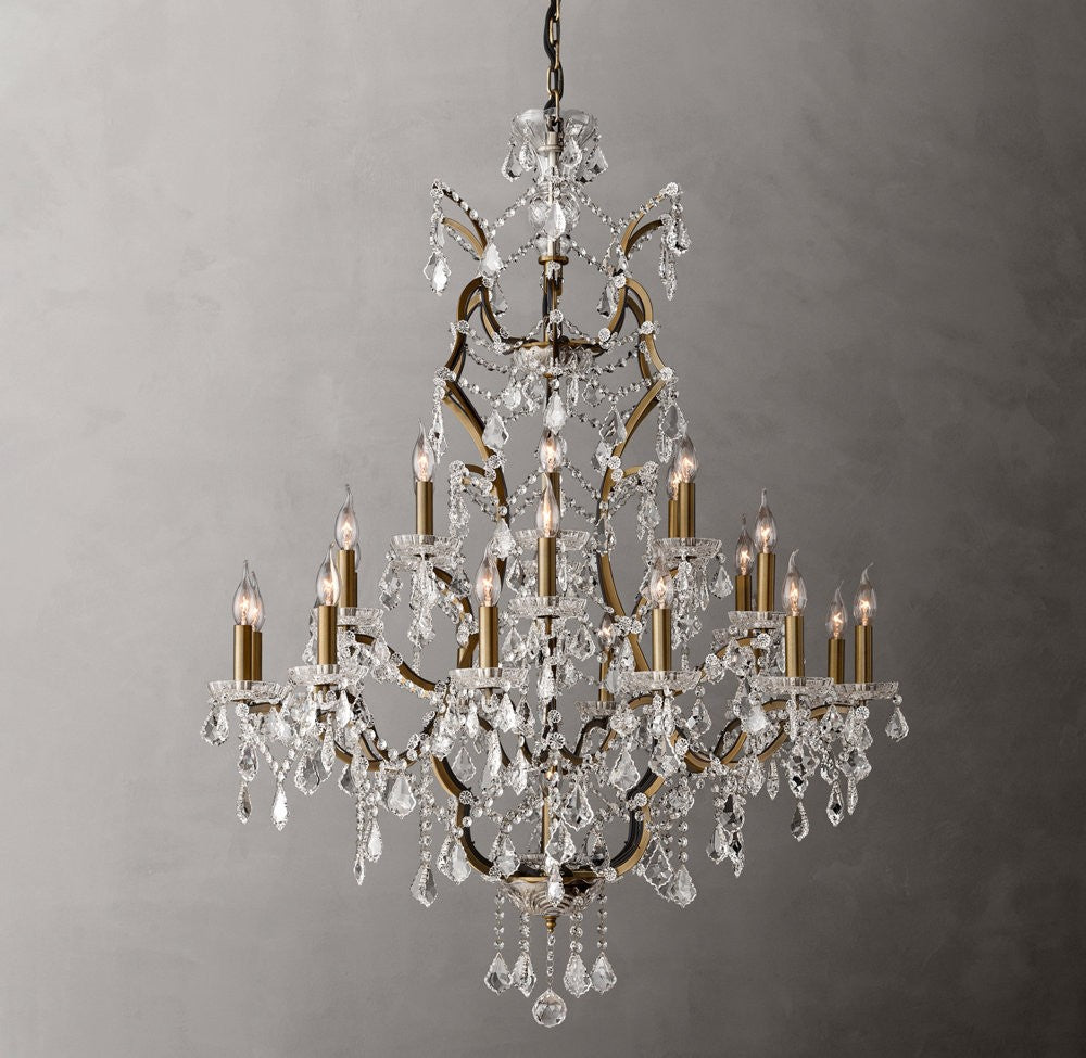 19th-Century Rococo Iron and Crystal Round Chandelier