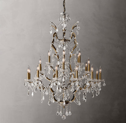 19th-Century Rococo Iron and Crystal Round Chandelier