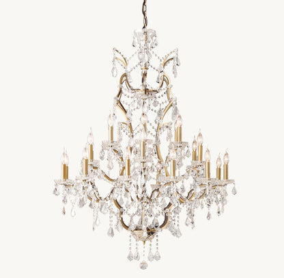 19th-Century Rococo Iron and Crystal Round Chandelier