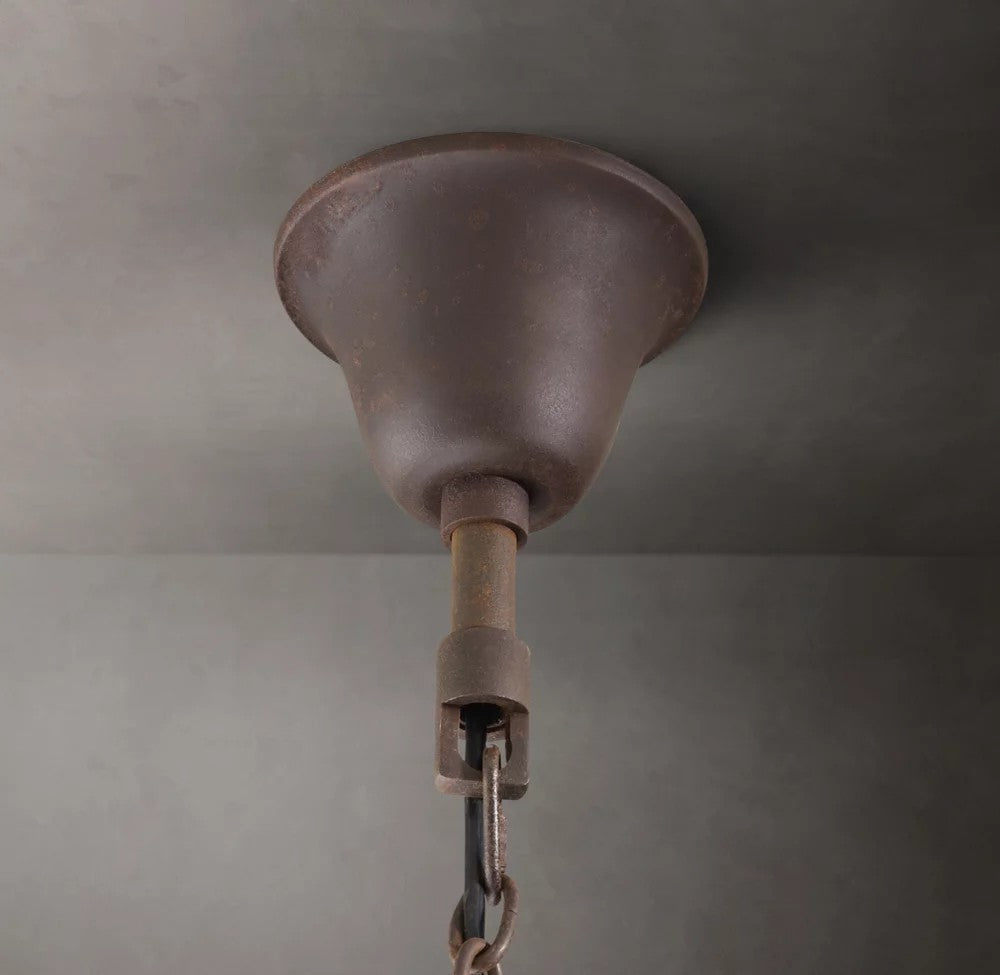 19th-Century Rococo Iron and Crystal Round Chandelier