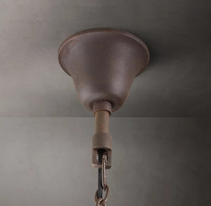 19th-Century Rococo Iron and Crystal Round Chandelier