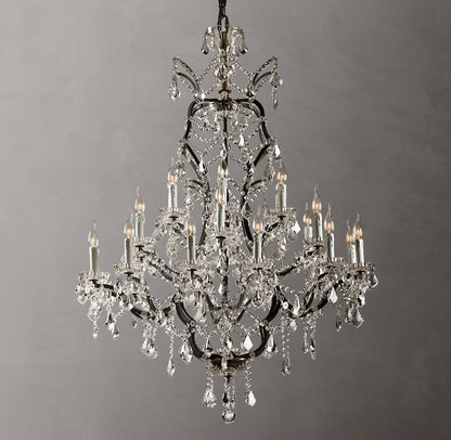 19th-Century Rococo Iron and Crystal Round Chandelier