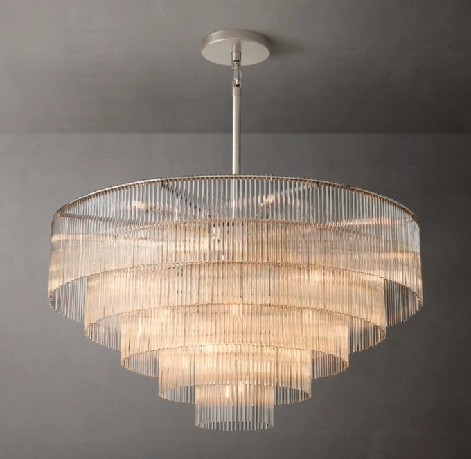 Amadeo Iron and Solid Glass Rod Round Chandelier