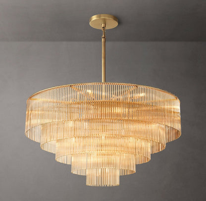 Amadeo Iron and Solid Glass Rod Round Chandelier