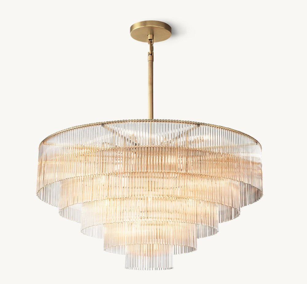 Amadeo Iron and Solid Glass Rod Round Chandelier