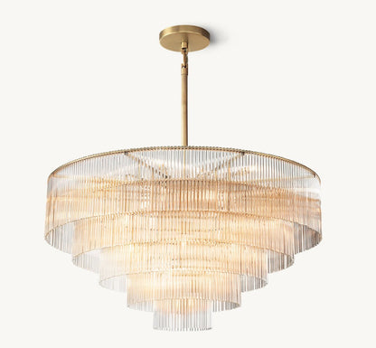 Amadeo Iron and Solid Glass Rod Round Chandelier