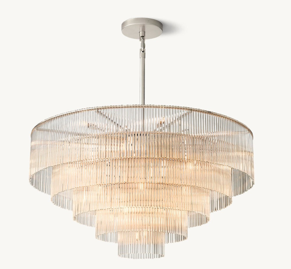 Amadeo Iron and Solid Glass Rod Round Chandelier