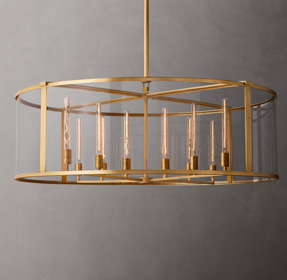 Beckman Steel and Clear Glass Round Chandelier