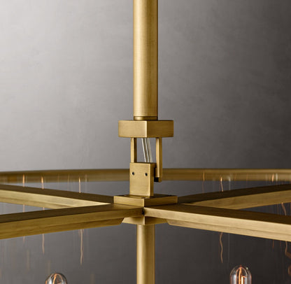 Beckman Steel and Clear Glass Round Chandelier