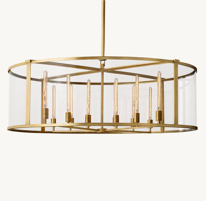Beckman Steel and Clear Glass Round Chandelier