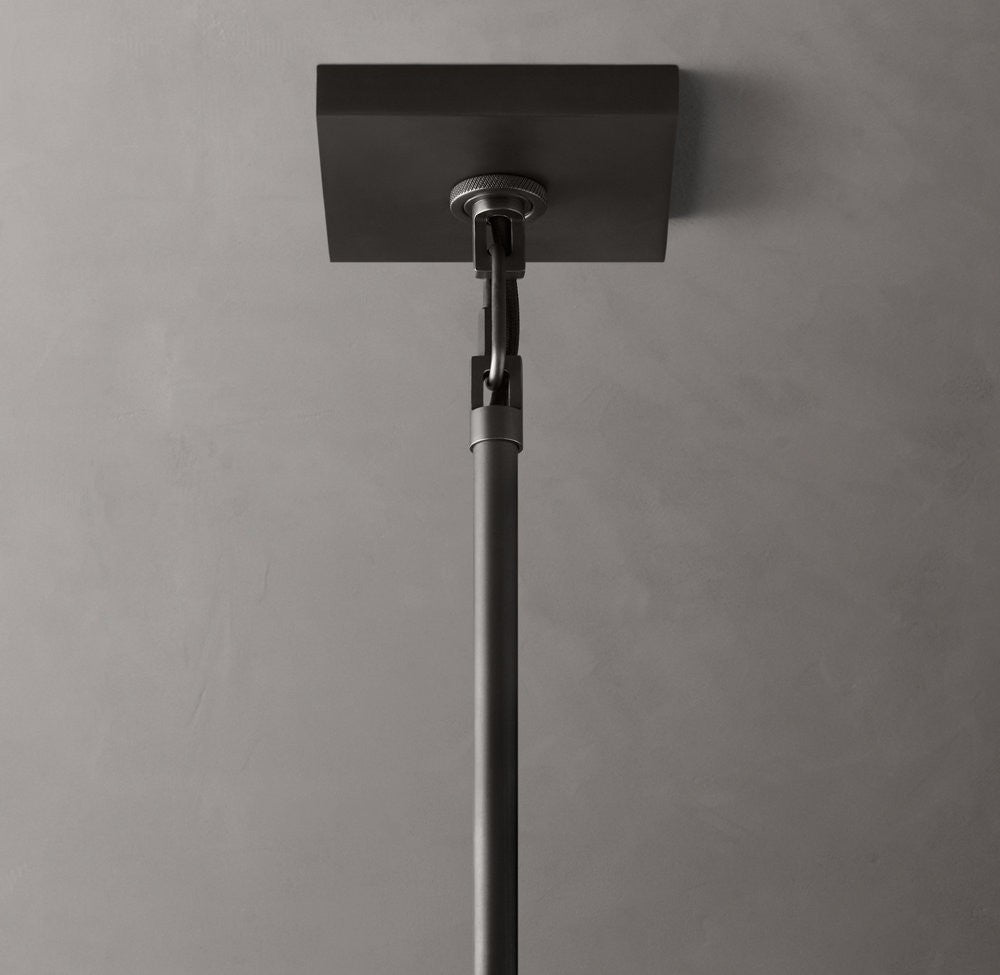 Beckman Steel and Clear Glass Round Chandelier