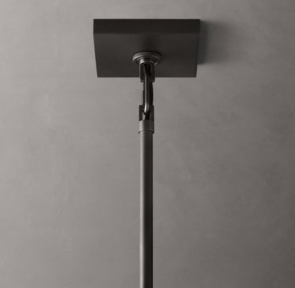 Beckman Steel and Clear Glass Round Chandelier