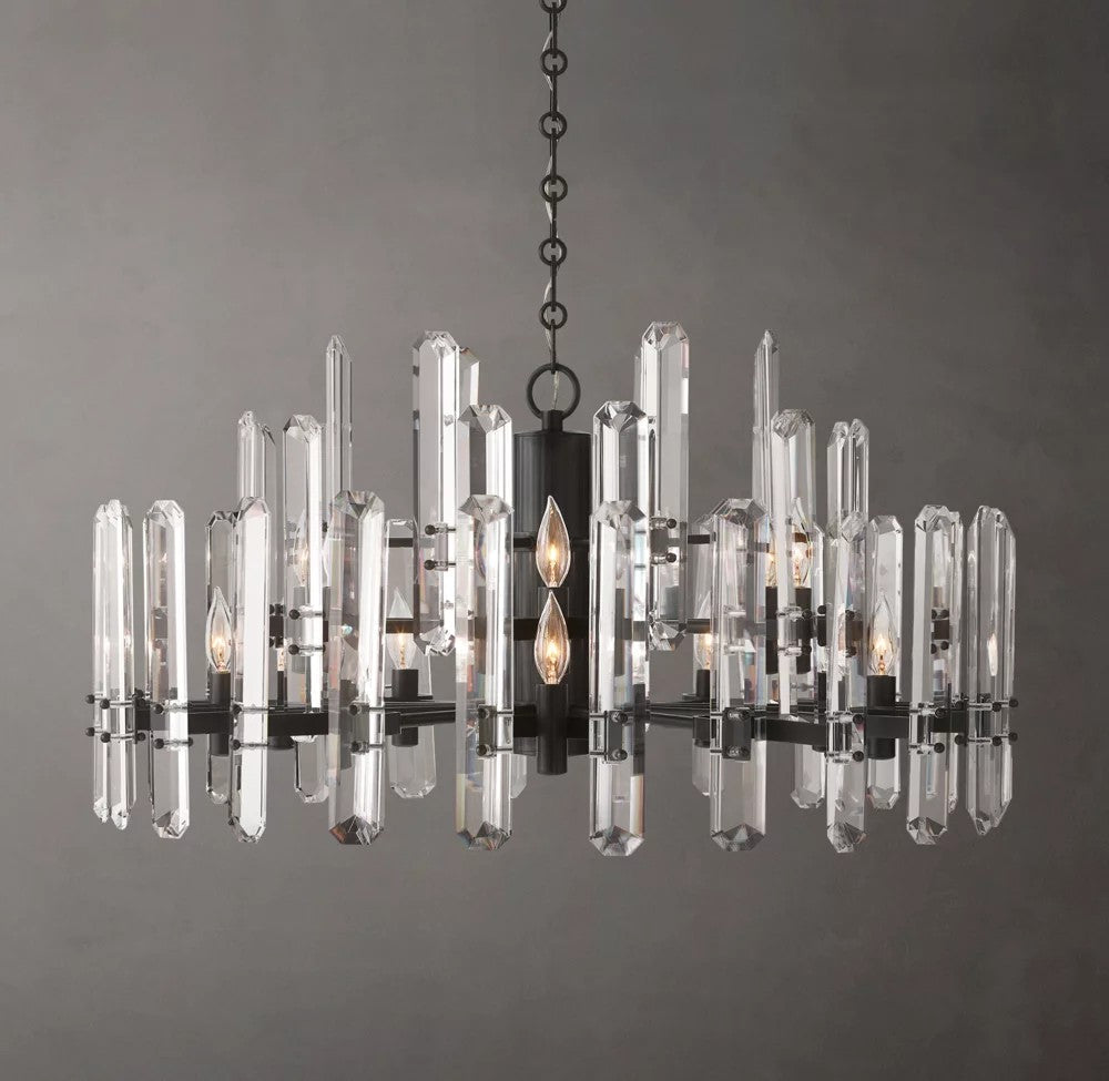 Bonnington Brass and Crystal Round Chandelier