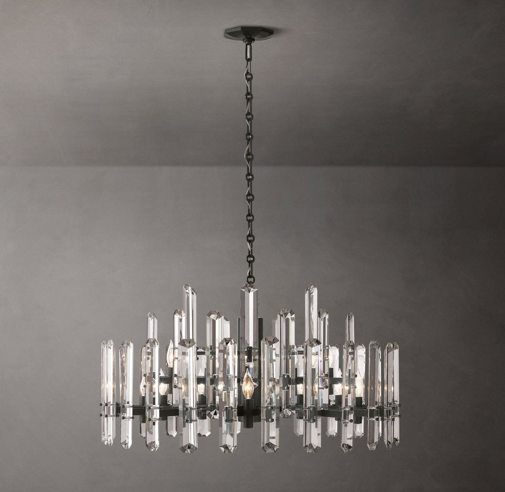 Bonnington Brass and Crystal Round Chandelier