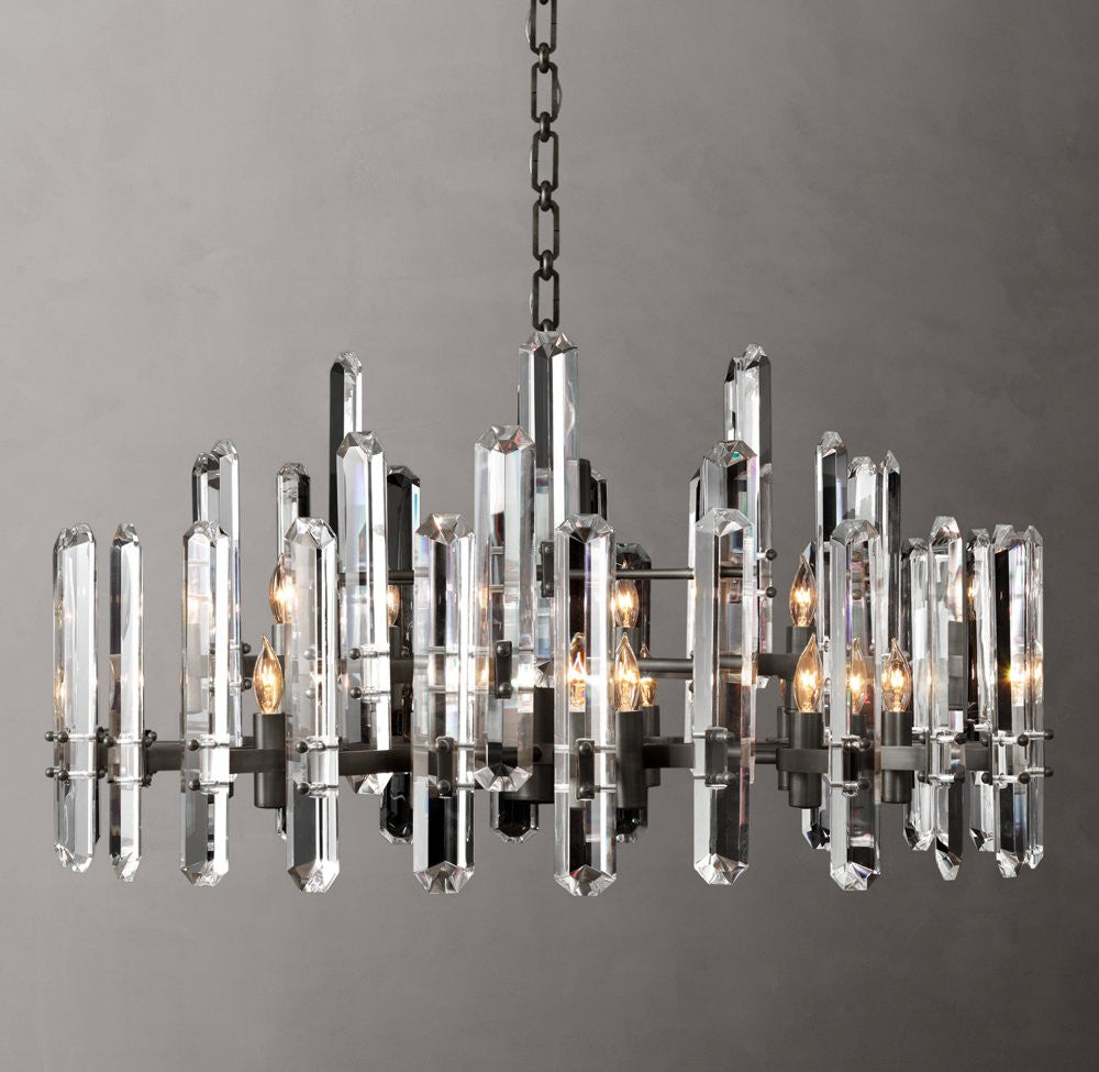 Bonnington Brass and Crystal Round Chandelier