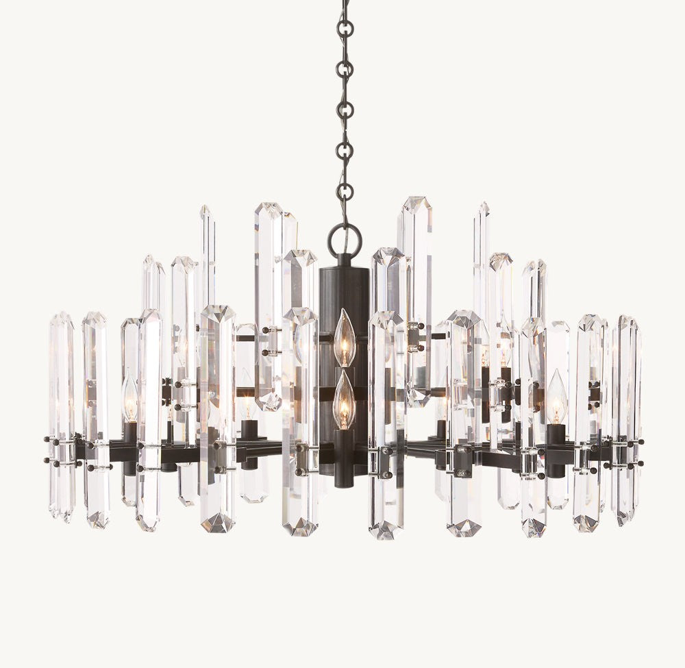Bonnington Brass and Crystal Round Chandelier