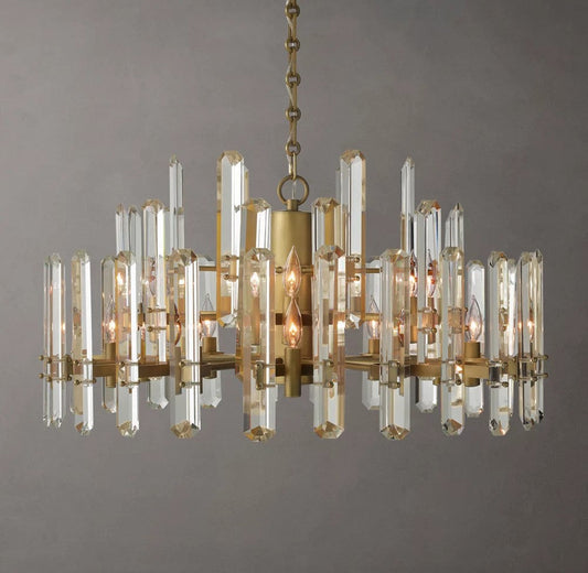 Bonnington Brass and Crystal Round Chandelier