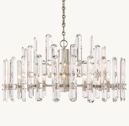 Bonnington Brass and Crystal Round Chandelier