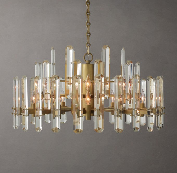 Bonnington Brass and Crystal Round Chandelier