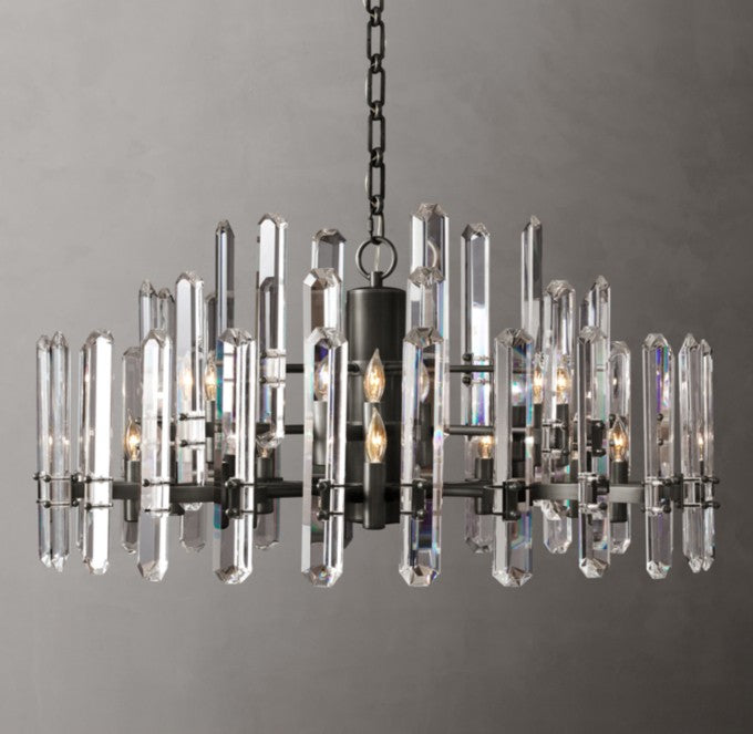 Bonnington Brass and Crystal Round Chandelier