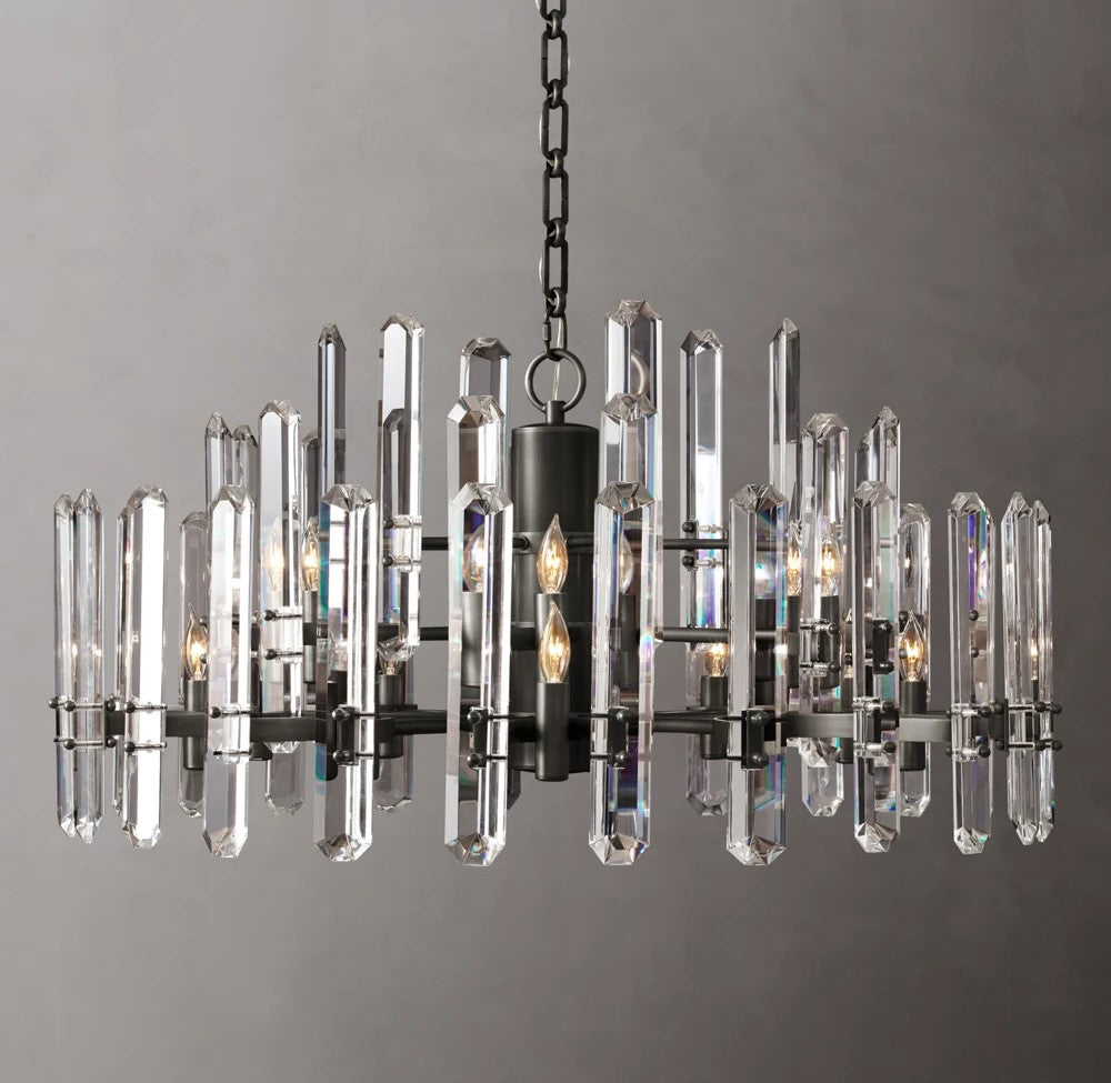 Bonnington Brass and Crystal Round Chandelier