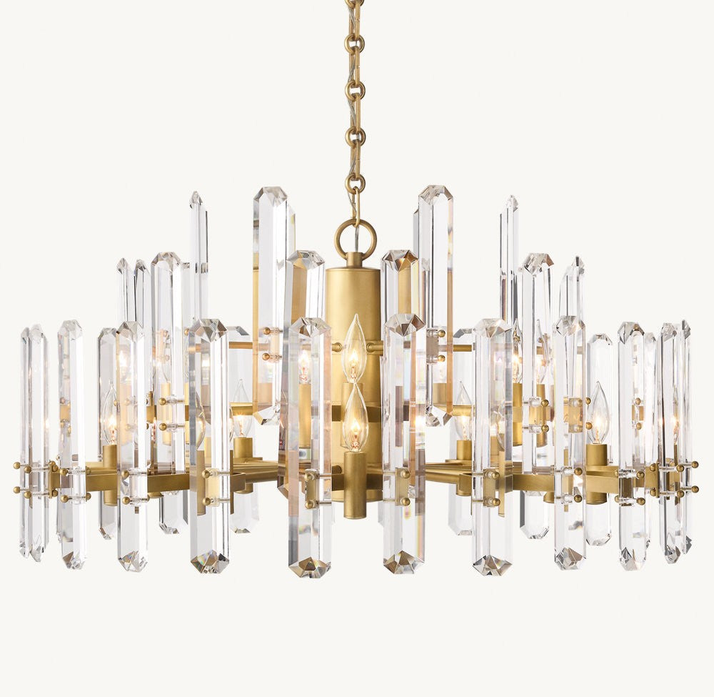 Bonnington Brass and Crystal Round Chandelier