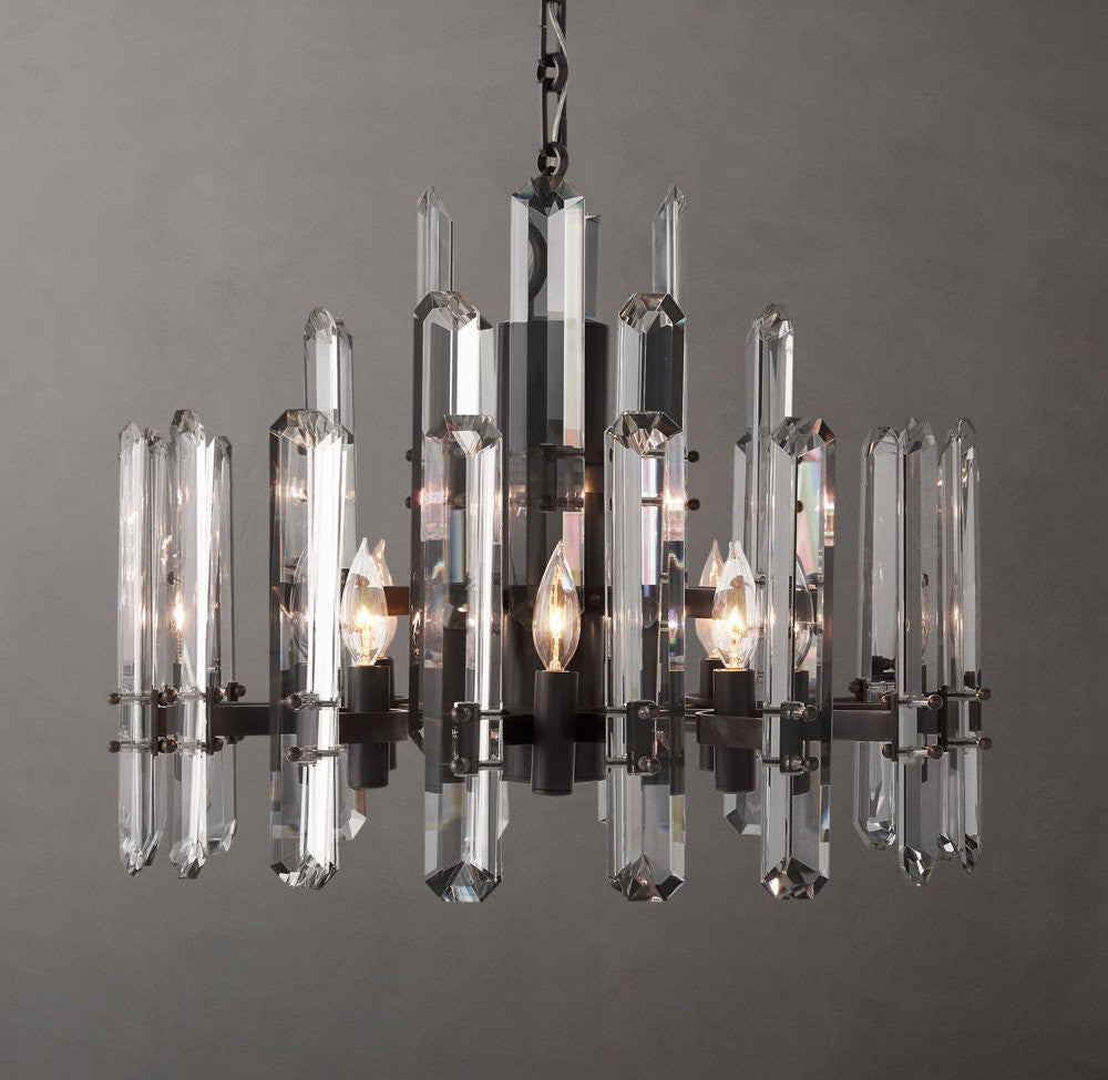 Bonnington Brass and K9 Crystal Round Chandelier