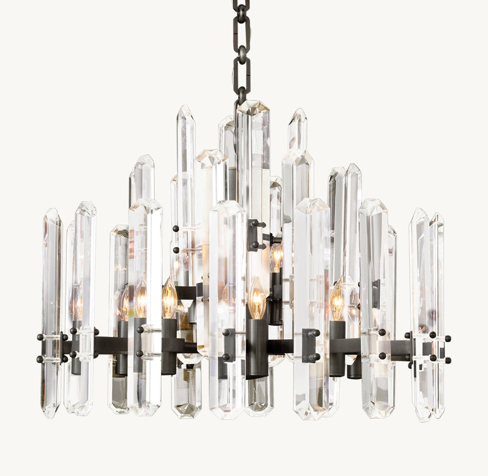 Bonnington Brass and K9 Crystal Round Chandelier
