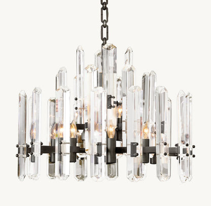 Bonnington Brass and K9 Crystal Round Chandelier