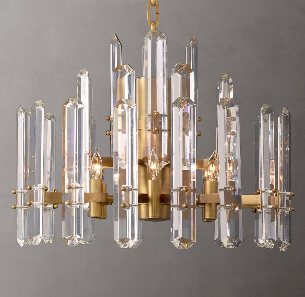 Bonnington Brass and K9 Crystal Round Chandelier