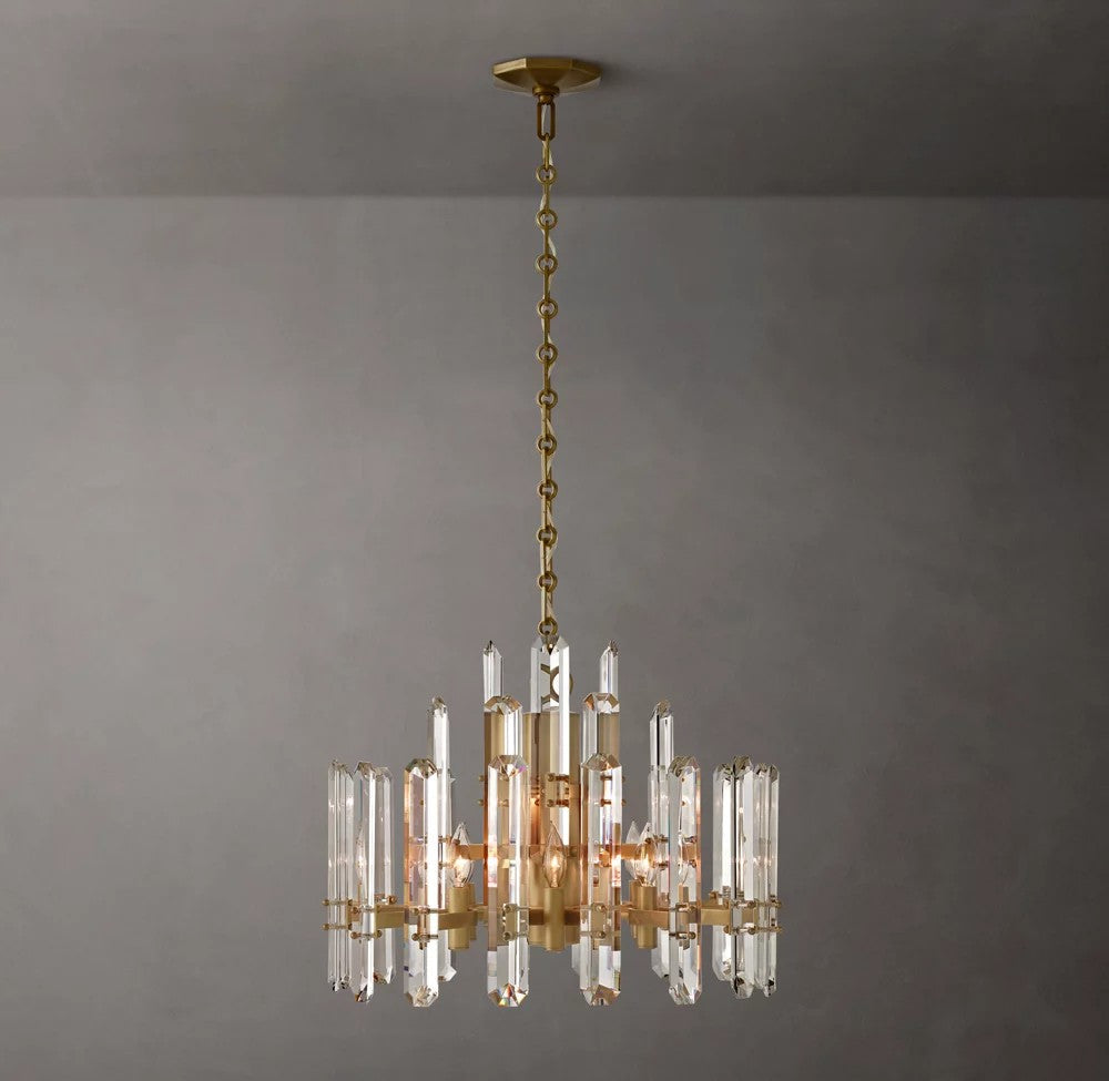 Bonnington Brass and K9 Crystal Round Chandelier