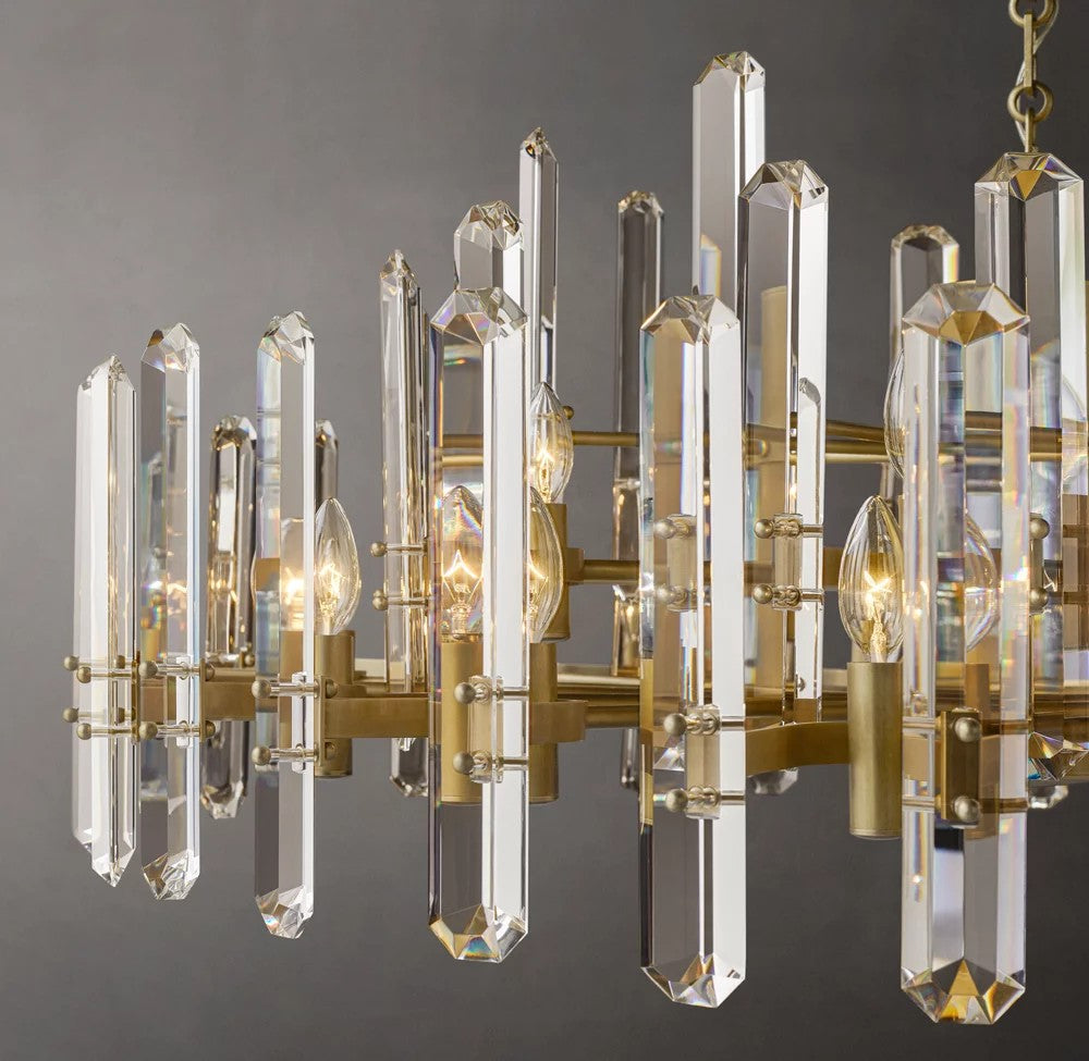 Bonnington Brass and K9 Crystal Round Chandelier