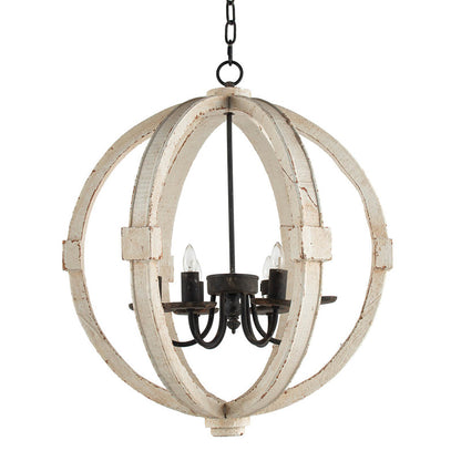 Distressed White Wooden Candle Chandelier