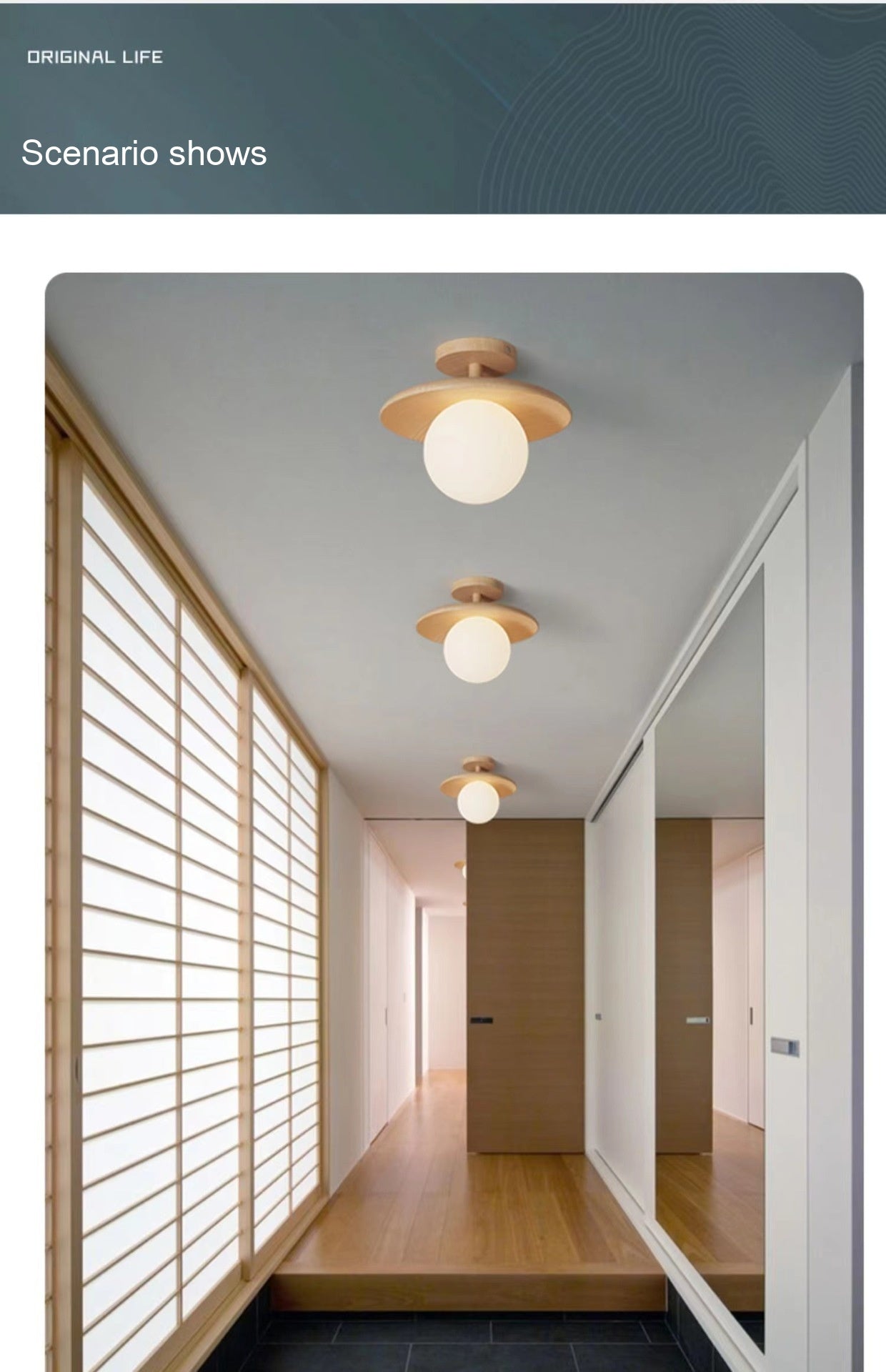 Japanese Wood Aisle Ceiling Light