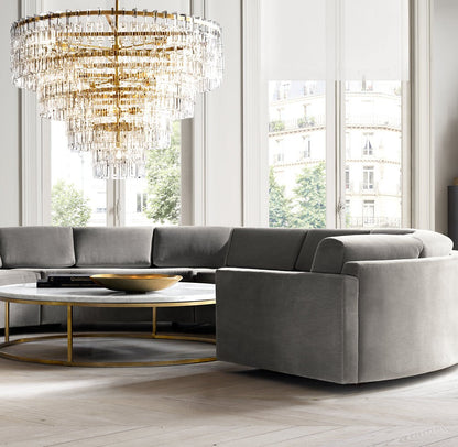 Marignan Tiered Brass and Crystal Round Chandelier