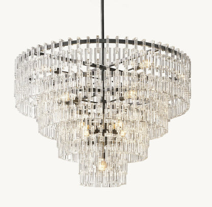 Marignan Tiered Brass and Crystal Round Chandelier