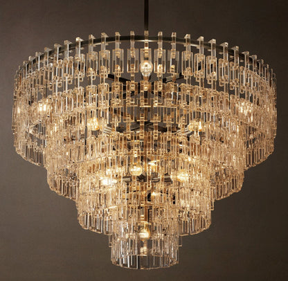 Marignan Tiered Brass and Crystal Round Chandelier