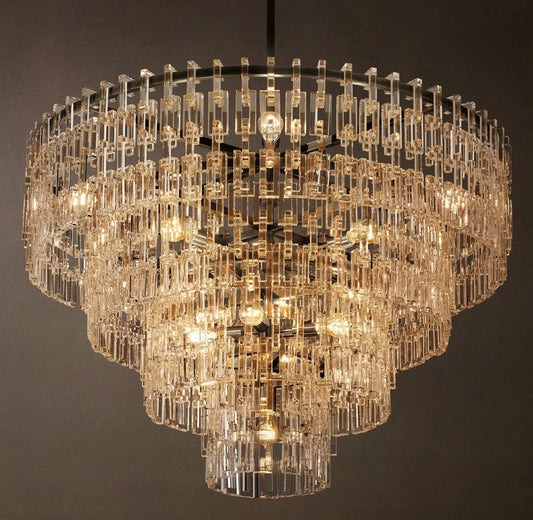 Marignan Tiered Brass and Crystal Round Chandelier