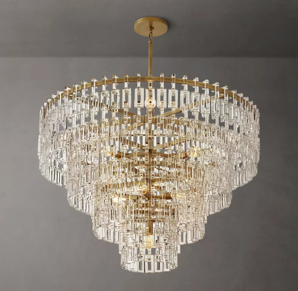 Marignan Tiered Brass and Crystal Round Chandelier
