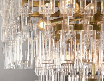 Marignan Tiered Brass and Crystal Round Chandelier