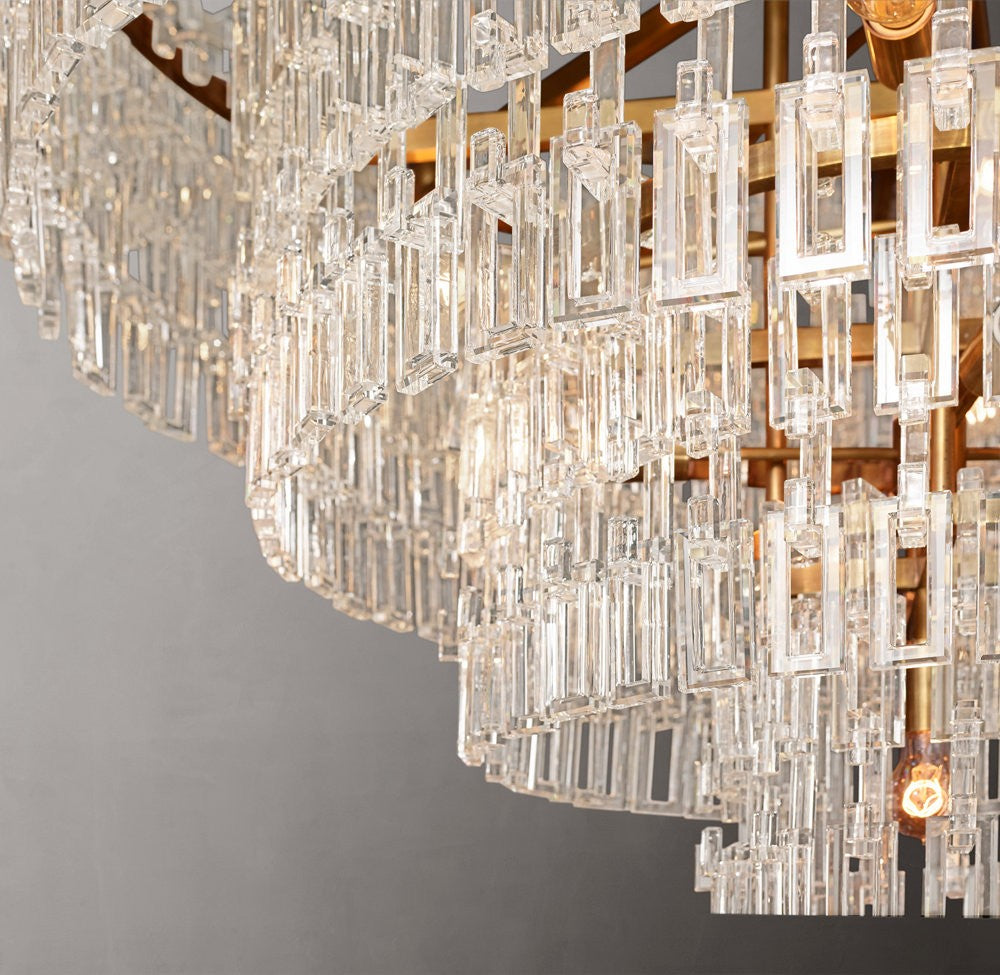 Marignan Tiered Brass and Crystal Round Chandelier