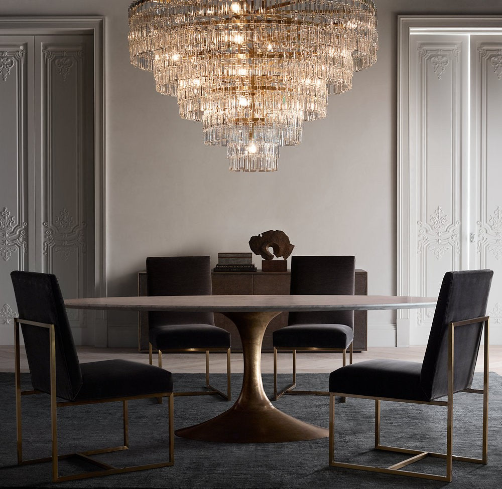 Marignan Tiered Brass and Crystal Round Chandelier
