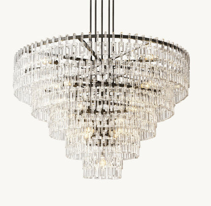 Marignan Tiered Brass and K9 Crystal Round Chandelier